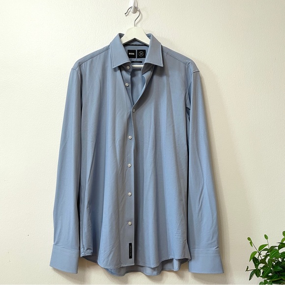 Hugo Boss Other - Hugo Boss performance mens blue button down casual shirt M 39 15.5 (x2334)